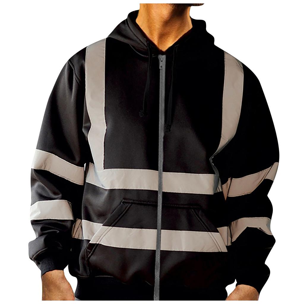 Мужская дорожная работа, высокая видимость, пуловер с длинным рукавом с капюшоном, топы, блузка