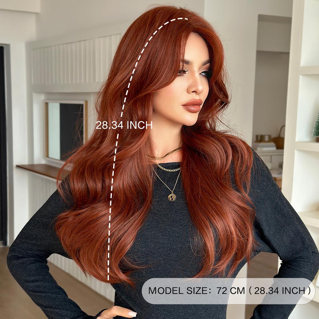Alloy Orange Wool Curl Wig for Women - Curtain Bangs Full Cap Voluminous Natural, Heat Style Trim Ready, High Quality Daily
