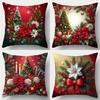1pc/4pcs Christmas Magic: Festive Pillowcases Adorned with Trees, Flowers, and Decorations Sofa Cushion Cover Home Decoration