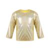 Unisex Kids Metallic Bronzing Cloth Tshirt Long Sleeve Loose Fit Round Neck Top for Parties Performances