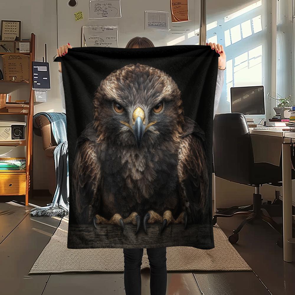 Black Eagle,pattern Flannel Blanket, High quality Comfortable for All Seasons, Home Decor, Warmth and Comfort, Perfect for Gifts.