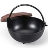Classic Sukiyaki Pot 24cm Pot with Black Wood Lid Aluminum Wooden Product Made In Japan J-kitchens 26x23.9x21.5cm