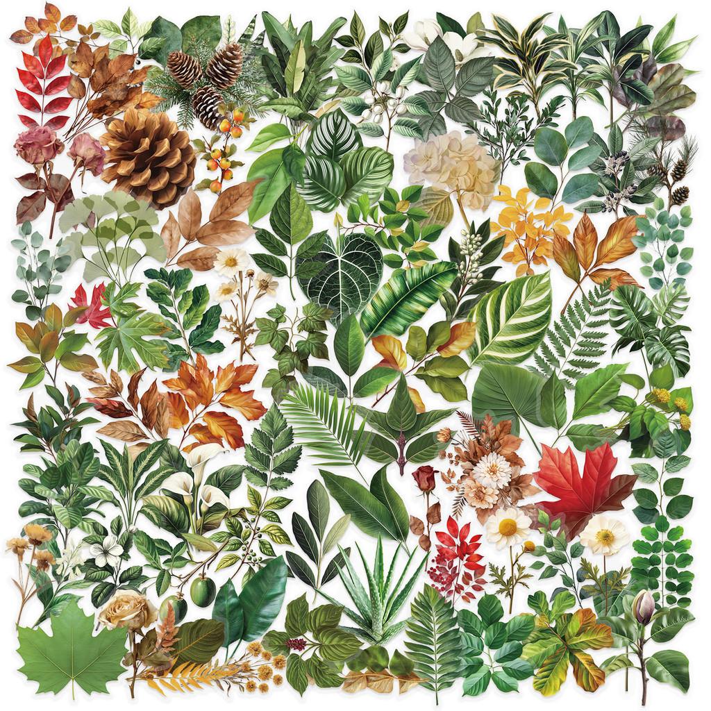 100 Pcs Colorful Plant Leaf Stickers - Transparent Decor for Journals, Phone Cases, Guitars, Backpacks RecordingYourLife Store