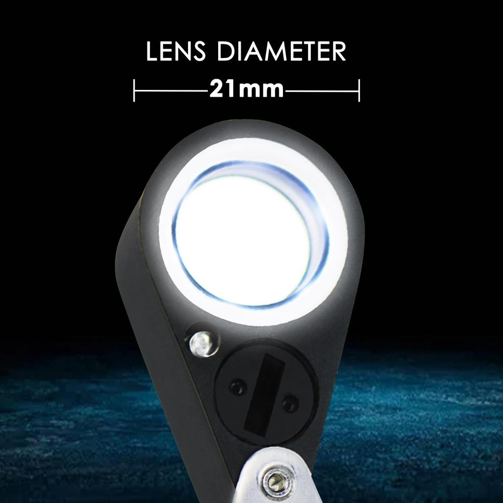 GAIN EXPRESS Складная 20-кратная увеличительная 20x триплетная ювелирная лупа со светодиодной и УФ-подсветкой для и оценки ювелирных изделий стекло, 21 мм, увеличение, линза,