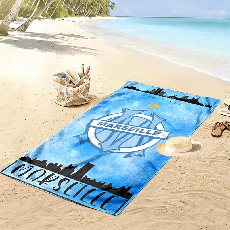 Olympique de Marseille Print Beach Towel, Large Soft Quick Dry Towel for Beach Camping Swimming