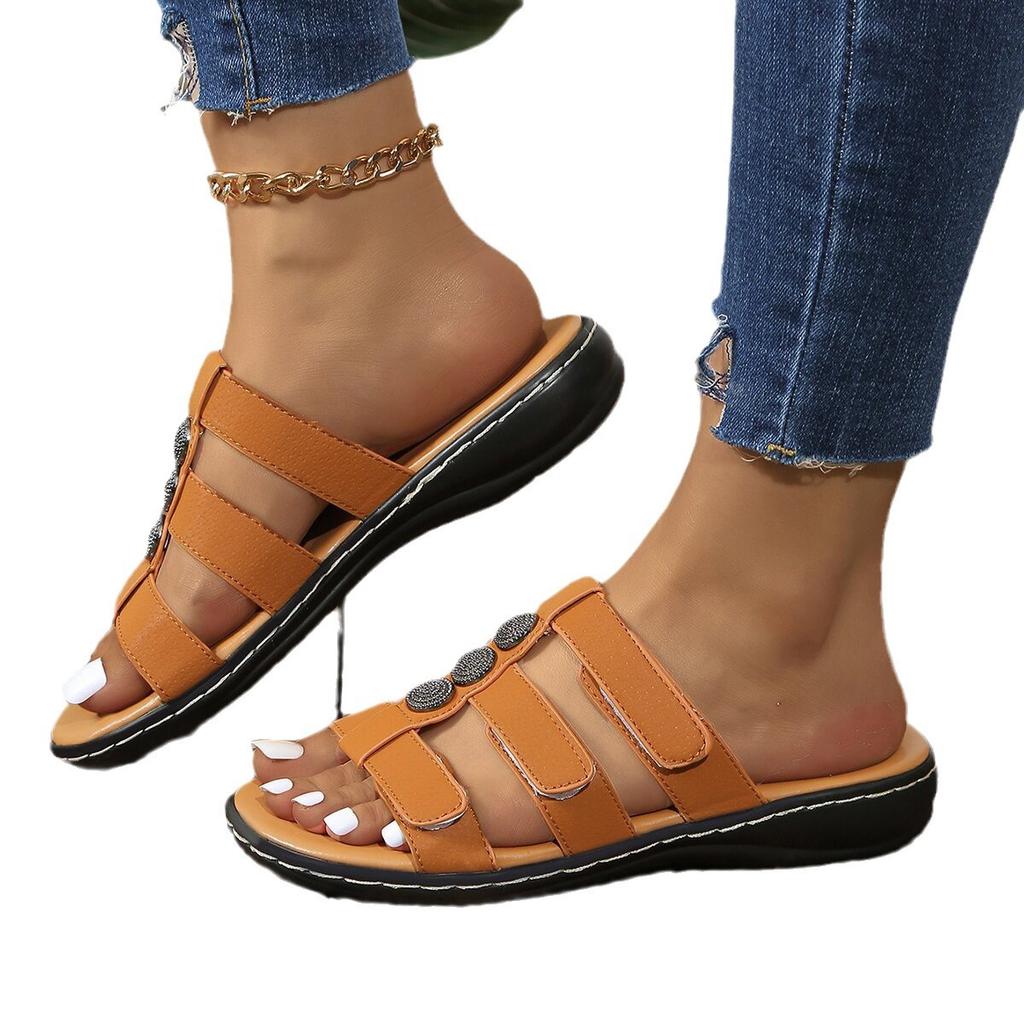 Европейские и американские модные тапочки большого размера с плоским дном, классные тапочки с полыми дышащими пятнами, женские пляжные тапочки