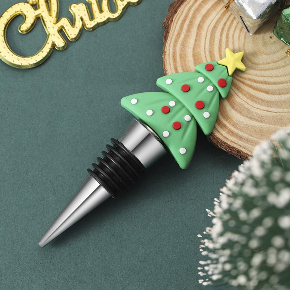 Merry Christmas Wine Bottle Stopper Bar Party Decoration Crafts Xmas Tree Snowman Preservation Wine Cork Fresh-keeping Reusable