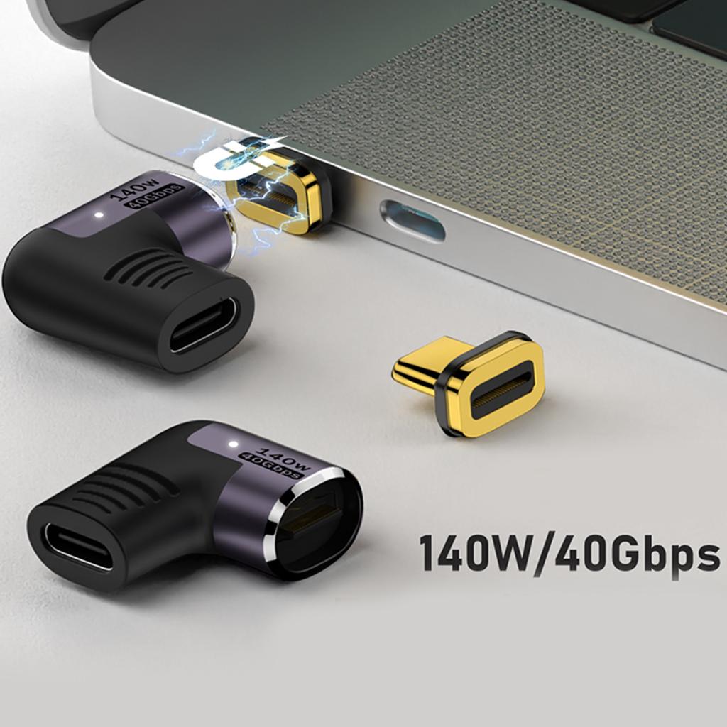 Магнитный адаптер USB-C Зарядное устройство типа C Преобразователь M/F PD 140 Вт Зарядка 40 Гбит/с Передача данных 8K60 Гц для видеоустройств TypeC