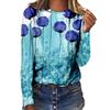 Round Neck 3D Flower Printed Top Fashionable Casual Long Sleeved Women's T-shirts