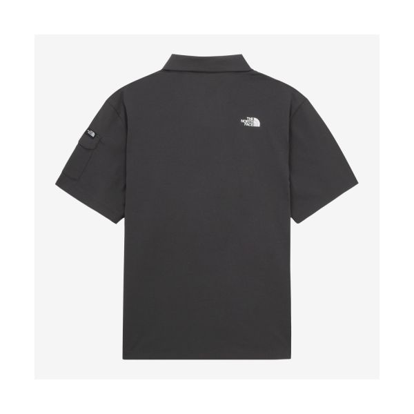 The North Face Solid Color Button Short Sleeve Polo Shirt Unisex tops Black NT7PR09C