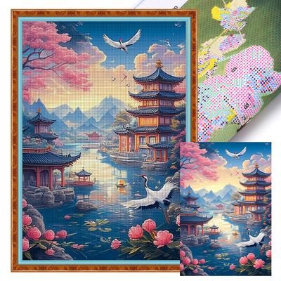 Набор для вышивания крестом с принтом пейзажа Сделай сам 11CT Набор для рукоделия с вышивкой Домашний декор