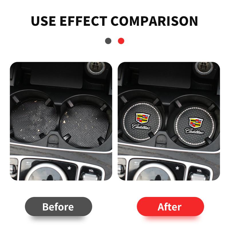 AABHV1 Car Non-slip Water Cup Pad Diamond Rhinestone Bling Decoration For Cadillac Escalade GT4 XT4 ATS XT5 CTS XTS RS Accessories
