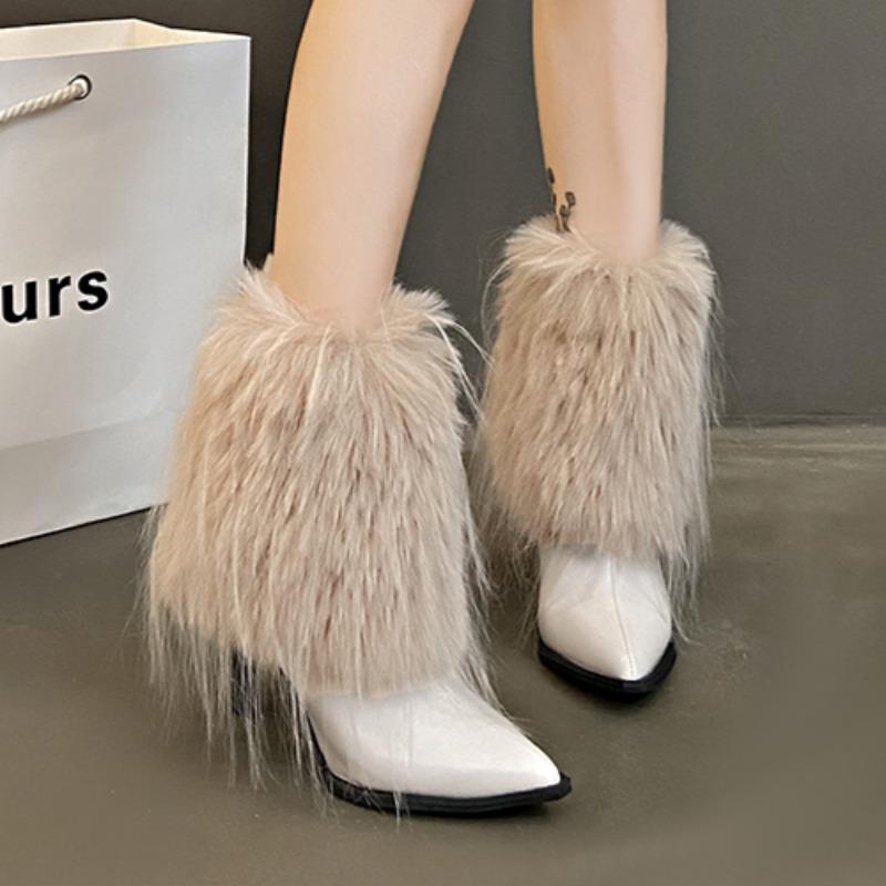 Fur Super High Heels Ankle Snow Boots New Pointed Toe Shoes Winter 2025 Trend Elegant Party Shoes Fashion Sexy Pumps Botas Mujer