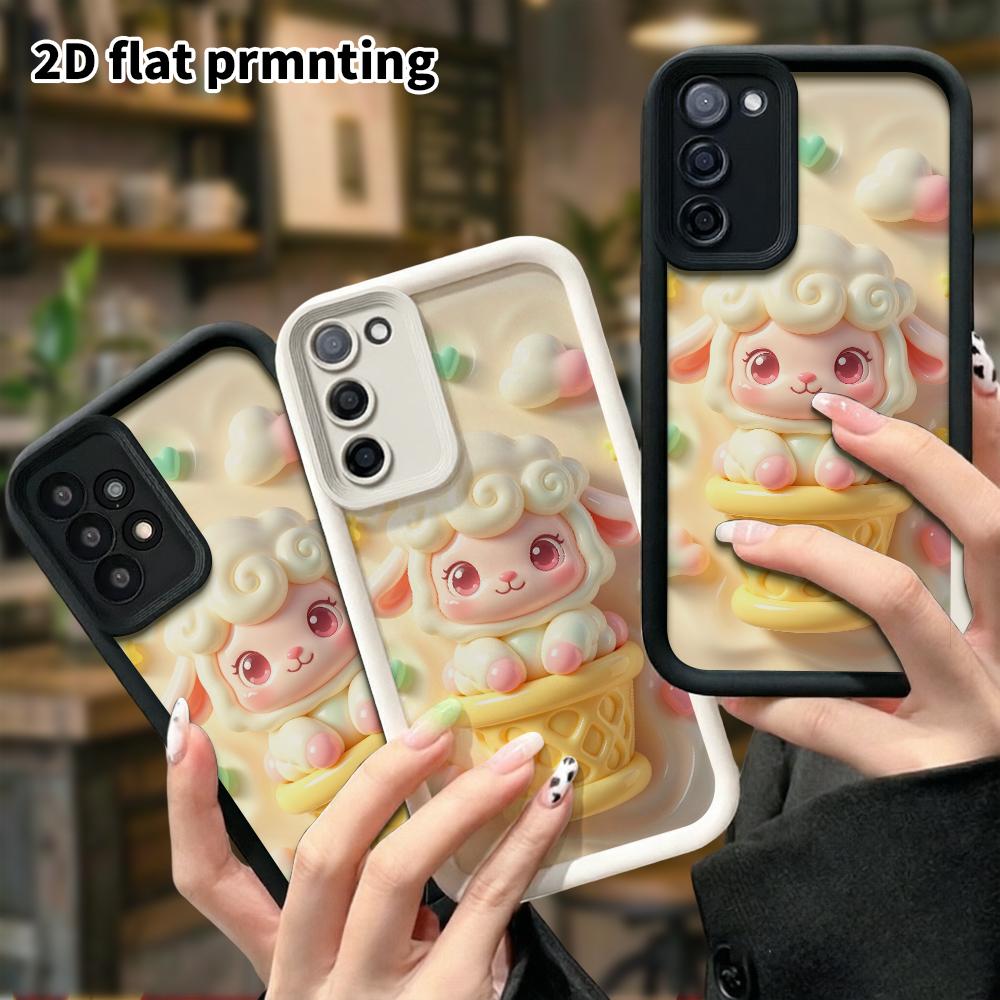 Чехол для телефона: 2D плоский дизайн, подходящий для защитного чехла Samsung Galaxy A34 A35 M05 M06 S20 S22 S21 FE Plus 5G, Мороженое Маленький Овечка, идеальный Рождест