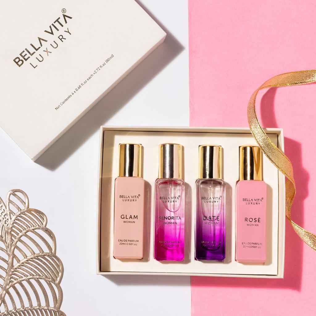 Подарочный набор Bella Vita Luxury Woman Eau De Parfum для женщин 4x20 мл с духами Date, Senorita, Glam, Rose