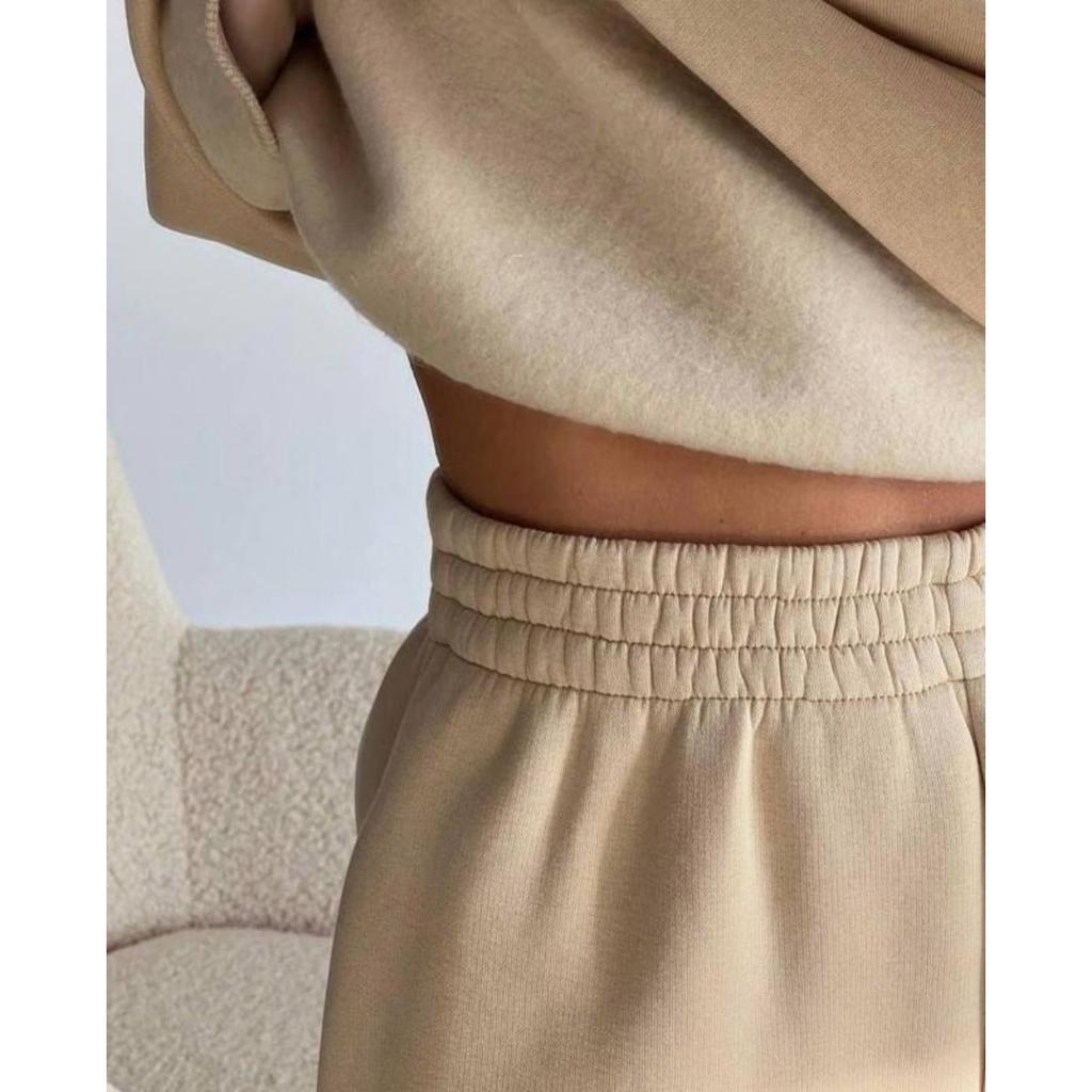 Весенне-осенний женский модный худи с воротником на пуговицах и свободные брюки, комплект худи