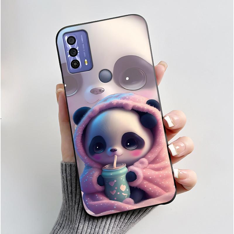 New Design Case For TCL 20B (6159K) Fashionable Black Love Pattern Shockproof Protective Cover Soft Silicone Black Case