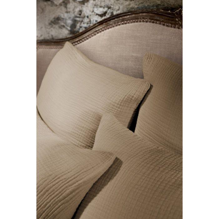 Taie d'oreiller "Ina" toutes dimensions "Quadruple Gaze de Coton" l'Effet Papillon - Ina Ficelle - Taie d'oreiller 50 x 70 cm