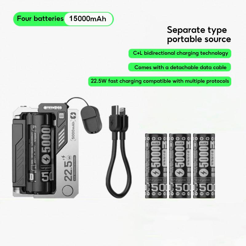 Portable Power Bank Removable Replaceable Battery Pack 20000mAh 22.5W Fast Charging External Battery for iPhone Samsung Huawei