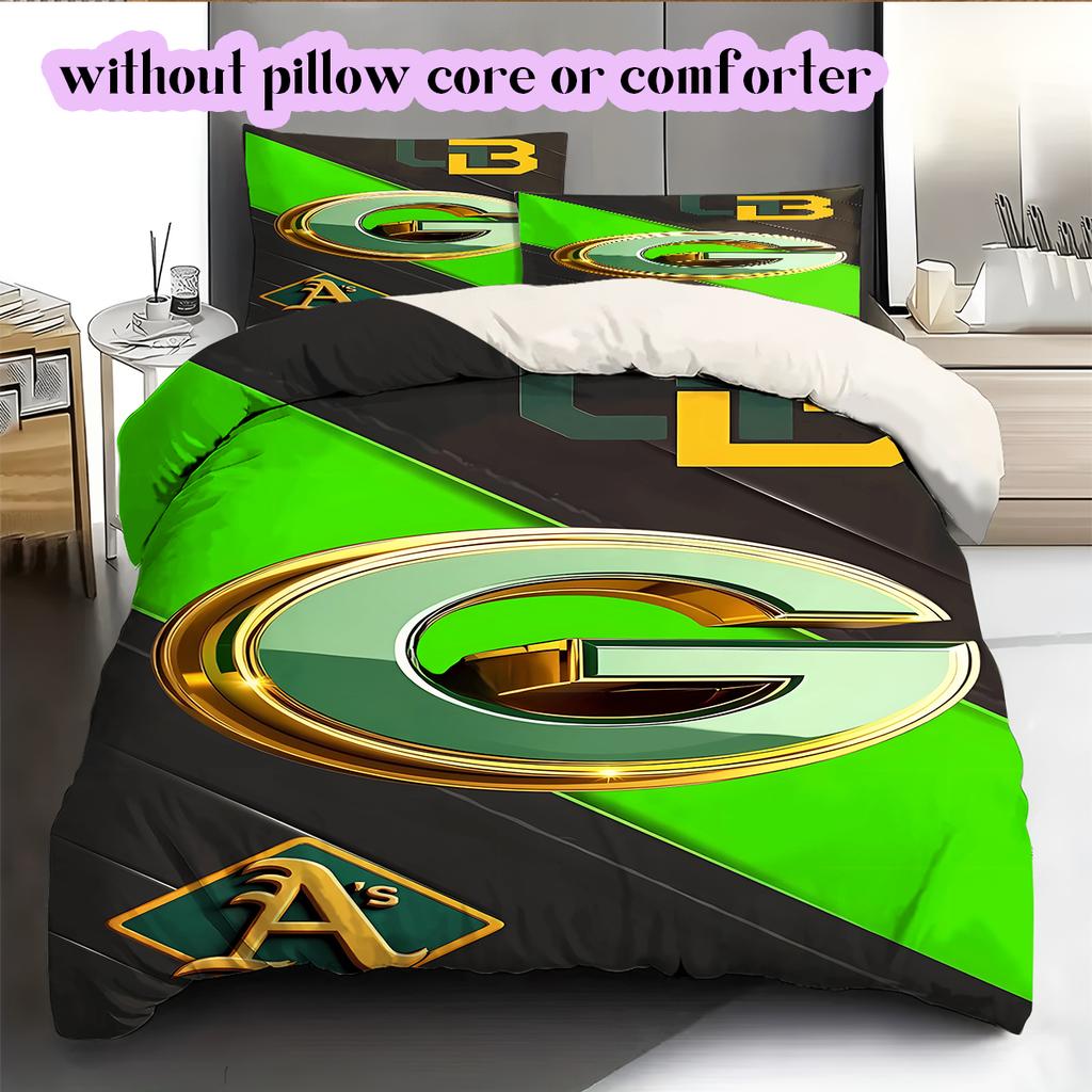 football Logo Pattern Bedding Quilt Set Quilt Cover Pillowcase Home Decoration Birthday Gift (1*duvet cover+ 2*pillowcase, without core)