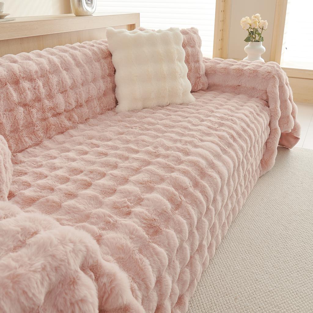 Зимнее мягкое и удобное плюшевое полотенце для дивана с кроликом и пузырьками, простое современное однотонное универсальное полотенце для дивана