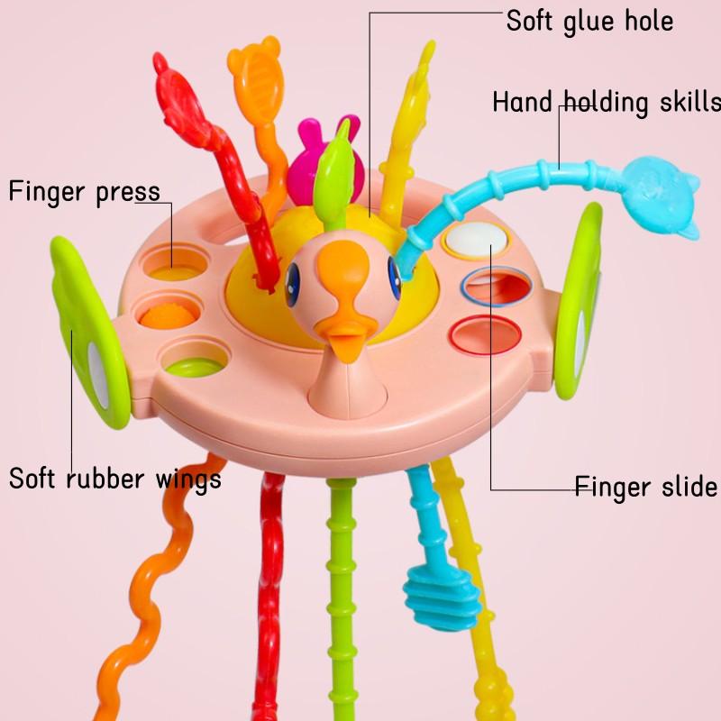 Детские игрушки Монтессори для сенсорного обучения, пальчиковые игрушки для раннего развития, игрушка 3 в 1, детский канат, мягкий силикон, от 0 до 12 месяцев