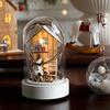 Рождественский купол из стекла, светодиодный светящийся олень, рождественская елка, маленькая церковь в клоше, настольное украшение для помещения, декор для рабочего стола