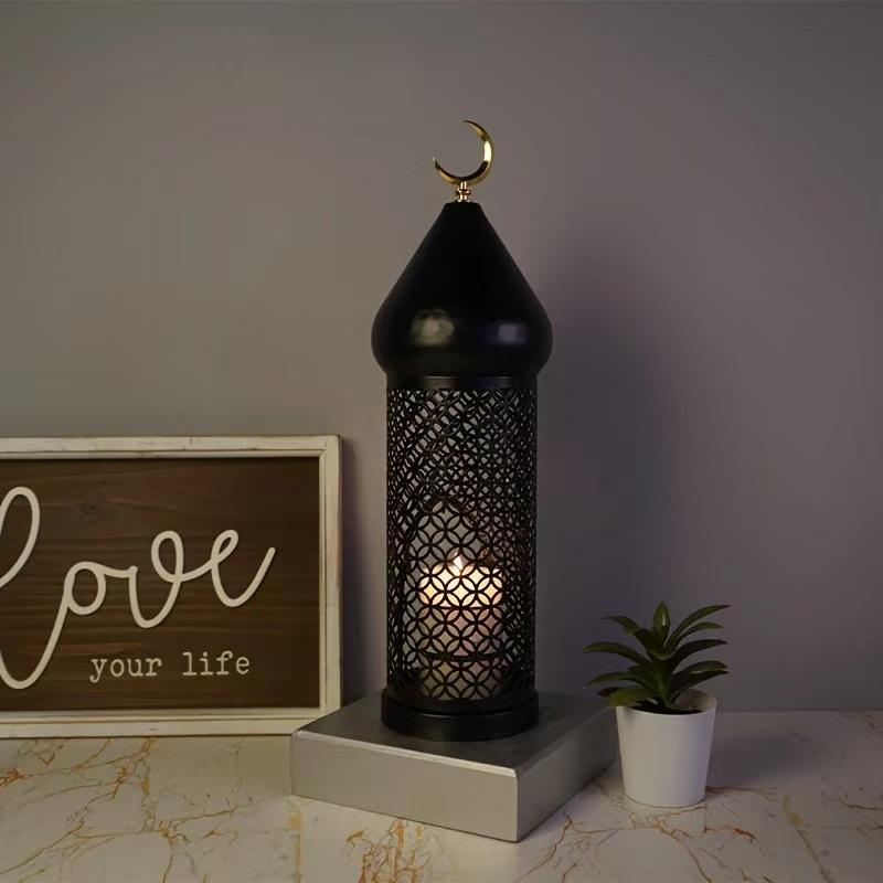 Ramadan New Moon Candle Holder Black Dome Design Muslim Eid Mubarak Decoration Family Mosque Party Celebration Gift