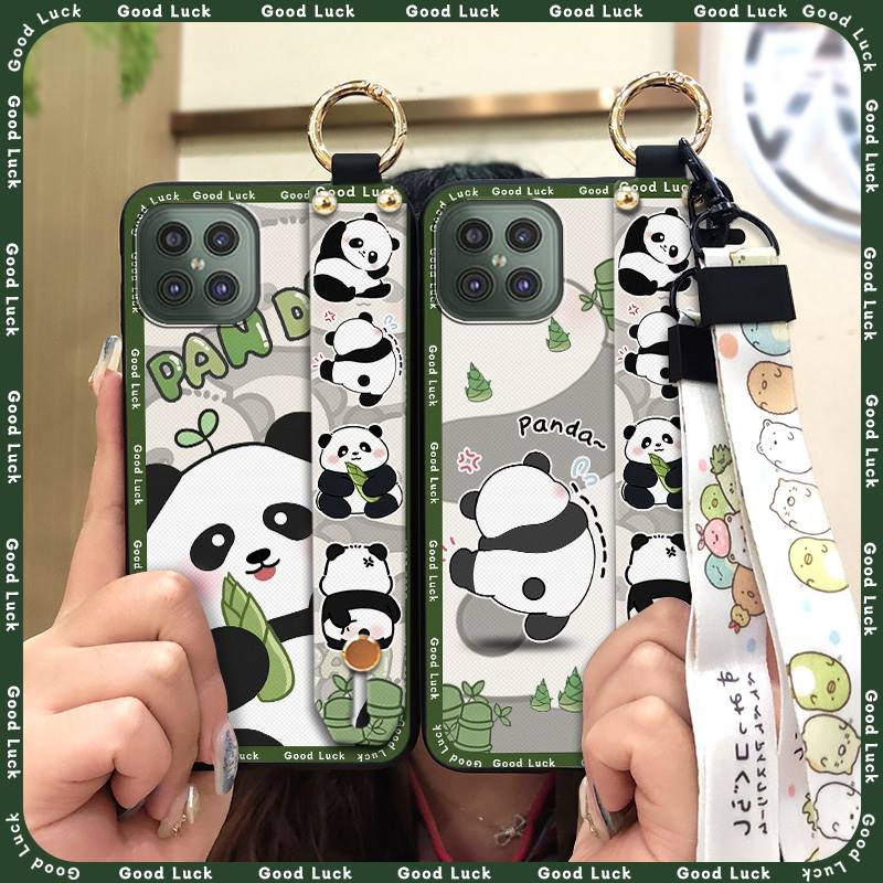 Durable Cute Phone Case For Cubot C30 Wrist Strap Anti-knock Cartoon Anti-dust Fashion Design Kickstand Waterproof Panda