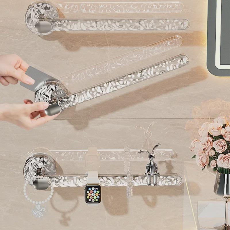 Настенная вешалка для полотенец с присоской без перфорации - одинарная штанга для ванной комнаты или туалета