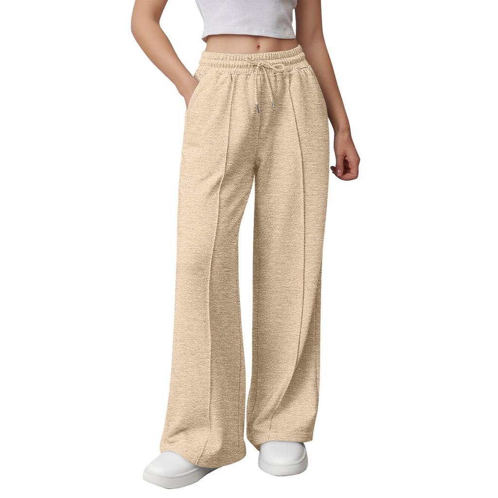 Женские спортивные брюки широкие штанины с высокой талией свободные на кулиске спортивные джоггеры