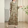 New Color V-neck Retro Long Skirt Cotton Linen Dress