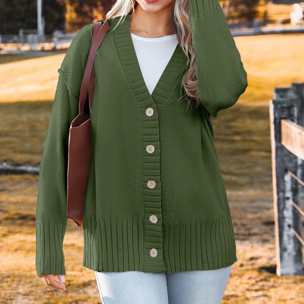 Женский модный кардиган с длинными рукавами однотонной расцветки