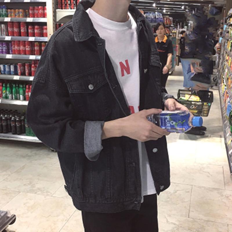 Мужская джинсовая куртка с капюшоном в ретро-гонконгском стиле, повседневный свободный крой на весну/осень, модная рабочая одежда.