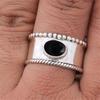 Кольцо с черным ониксом, кольцо-спиннер, ювелирные изделия ручной работы, кольцо на продажу, подарок на помолвку, ювелирные изделия из серебра 925 пробы
