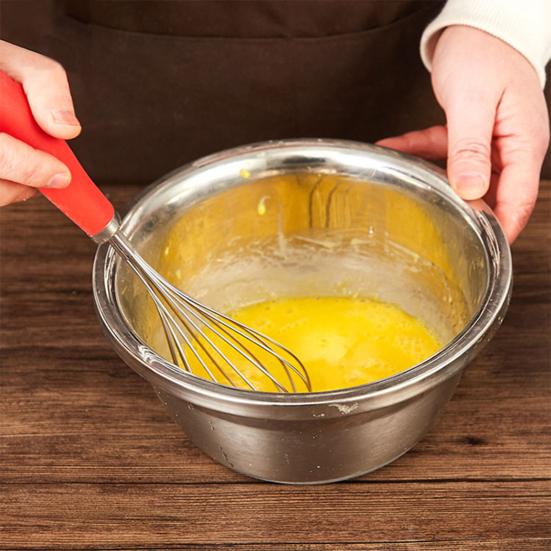 12-Inch Stainless Steel Egg Whisk Anti-slip Rubber Handle Handheld Manual Egg Mixer Stirrer Beater Kitchen Baking Cooking Tool