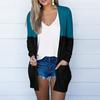 Женский кардиган свободного покроя с цветными блоками и длинными рукавами, с карманами, верхнее пальто