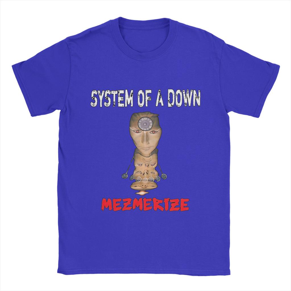 System of a Down Футболки для мужчин Музыка Винтаж Чистый хлопок Футболки Круглый вырез Короткий рукав Футболка Одежда больших размеров