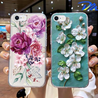 Чехол для телефона для iphone 7 8 6 Plus 11 12 13 14 Pro Max SE 2020 2022 Пара Цветок Розы Масляная Живопись Прозрачный Мягкий Чехол