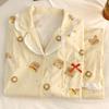 Butter Bear Print Imitation Cotton Long-Sleeved Pajamas Women'S Spring And Autumn Sweet Wind Casual Loungewear Set Real Shot