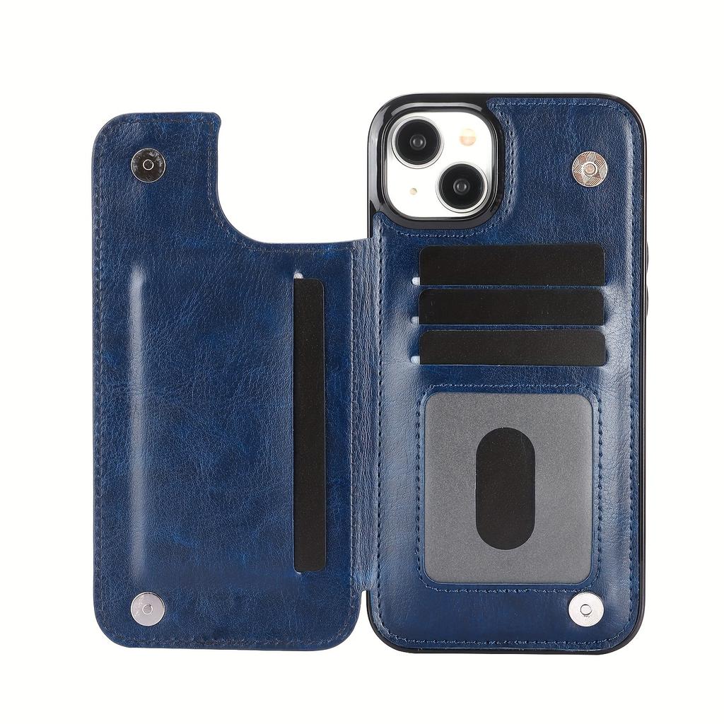 Чехол для телефона-кошелька с держателем для карт, чехол с подставкой для карт из искусственной кожи, двойной магнитной застежкой и прочным противоударным чехлом, для IPhone