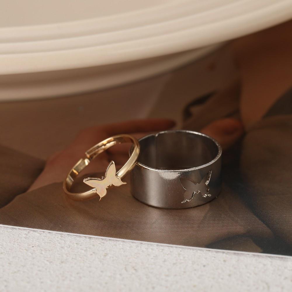 iF ME Модный комплект колец с бабочкой и сердцем, элегантные золотые, серебряные кольца для пар, аксессуары, ювелирные изделия