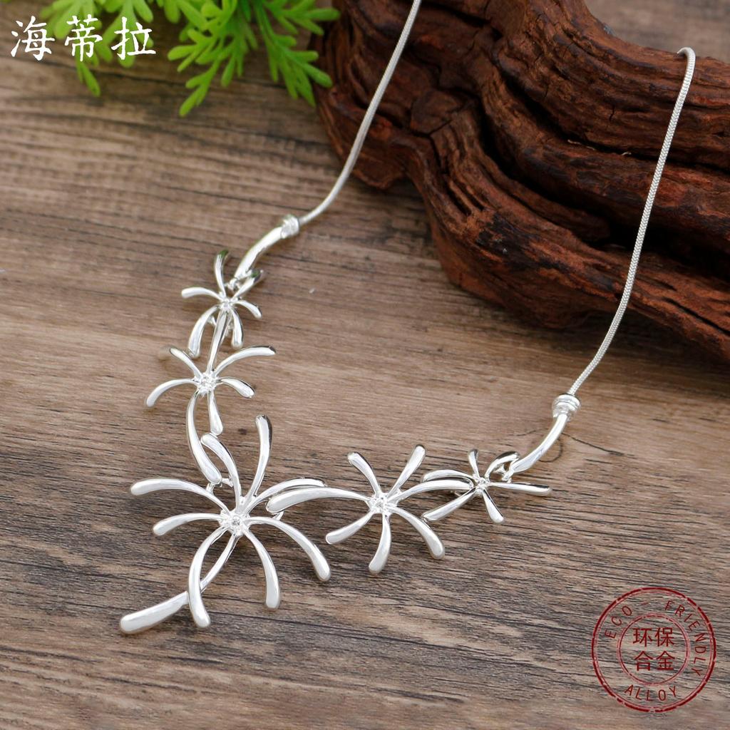 Новое гладкое неровное маленькое ожерелье с цветком маргаритки, женское высококлассное геометрическое ожерелье с цветком из линий