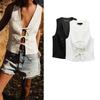 Spring New Fashion Sexy Style V Neck Sleeveless Silm Short Bowknot Decoration Stretch Tops 3067041