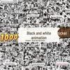 1000 Black & White Anime Stickers: Demon Slayer, One Piece & More for Notebook Decoration