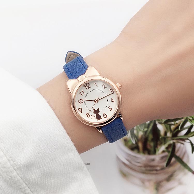 Korean Style Cute Cat Children's Waterproof Quartz Watch for Girls