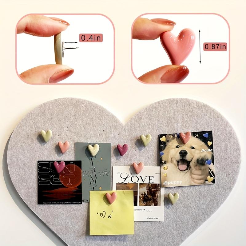 20 шт. Розовые кнопки-гвоздики в форме сердца - Креативный декор для офиса и дома на тему любви, Прочный АБС-пластик, Идеальны для организации заметок