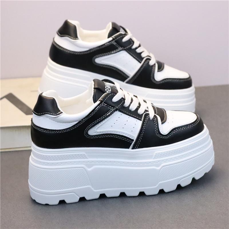 Модные кроссовки на платформе 8 см для женщин, белая обувь на каблуке, удобные, нескользящие, из натуральной кожи, женская повседневная обувь для ходьбы