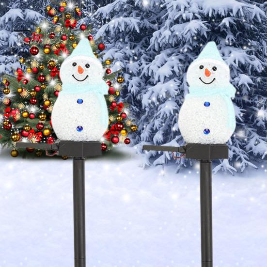 Снеговик Солнечный Светильник Светодиодный Солнечный Светильник Снеговик Водонепроницаемый Светильник Снеговик для Сада Патио Газон Рождественский Декор