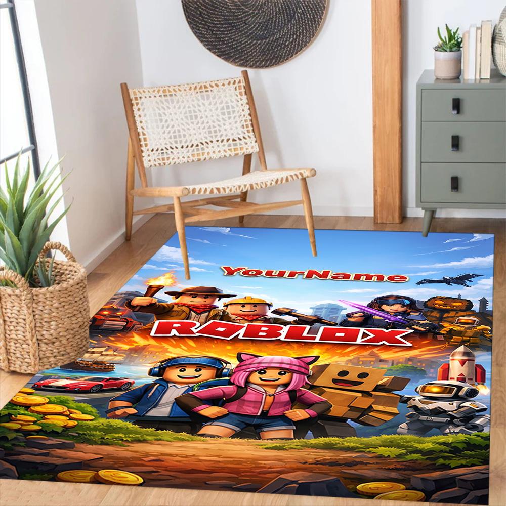 Roblox 455 Customize Text Area Rug Suitable for Outdoor Study room Dormitory Bedrooms Anti-slip Rug Anime Office Decor
